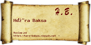 Héra Baksa névjegykártya